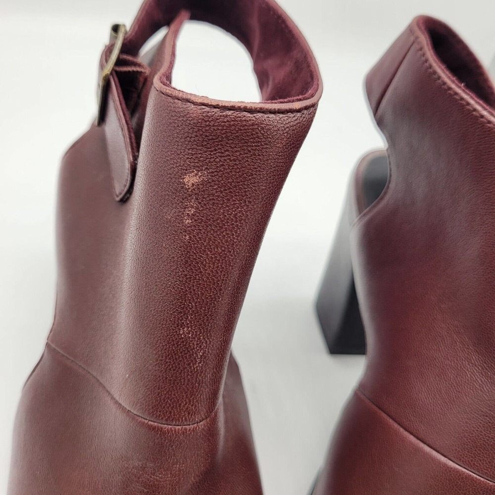 Seychelles womens battery oxblood Open Toe Heeled Ankle Boots sz 6 leather red - Picture 3 of 10